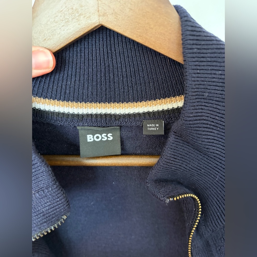 BOSS Men’s Wool-Cotton Full-Zip Knit Sweater Size L - Picture 6 of 6